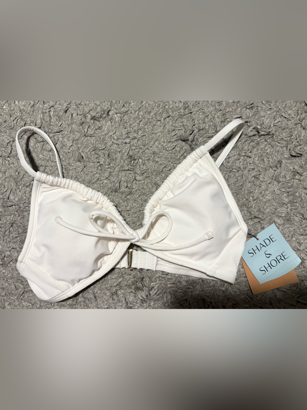 Shade & Shore White Ruched Bikini Top Size XS 0-2 NWT